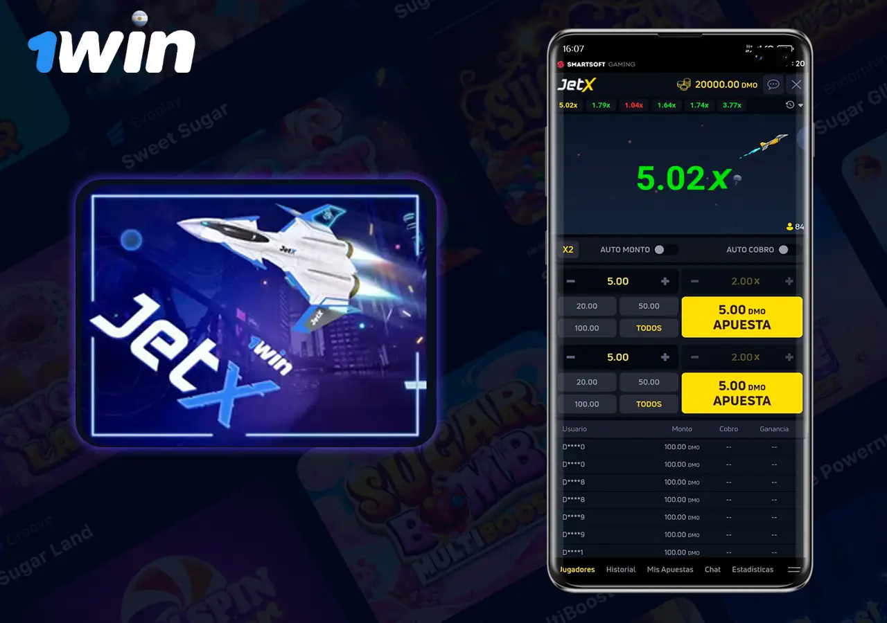 JetX popular juego crash en 1Win casino