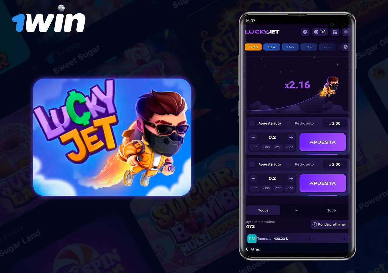 Lucky Jet popular juego crash en 1Win casino
