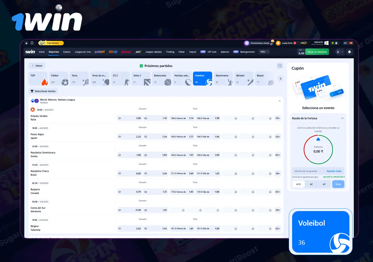 Apuestas de Voleybol 1win
