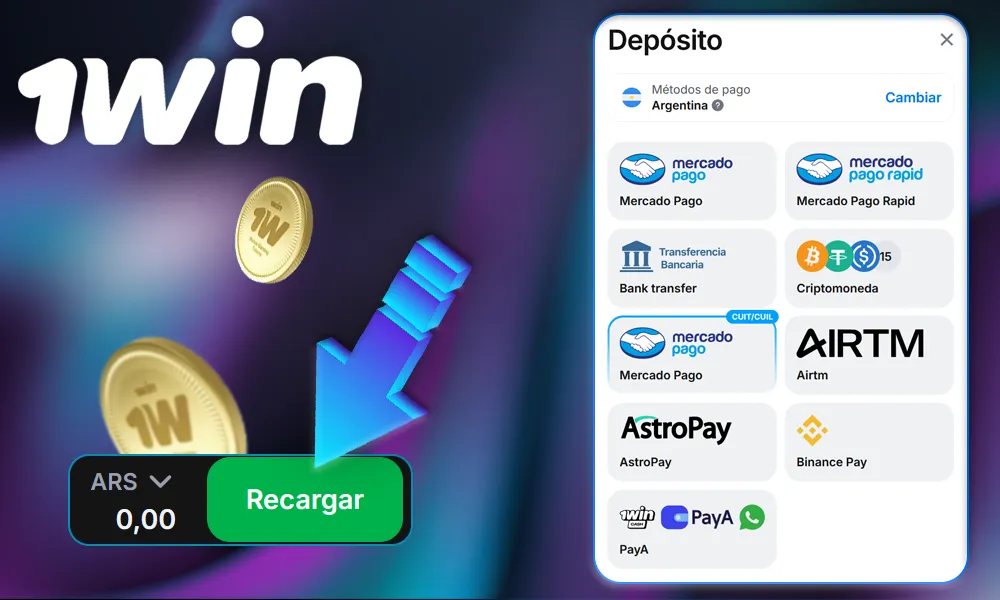 Depósitos y retiros en 1win Argentina